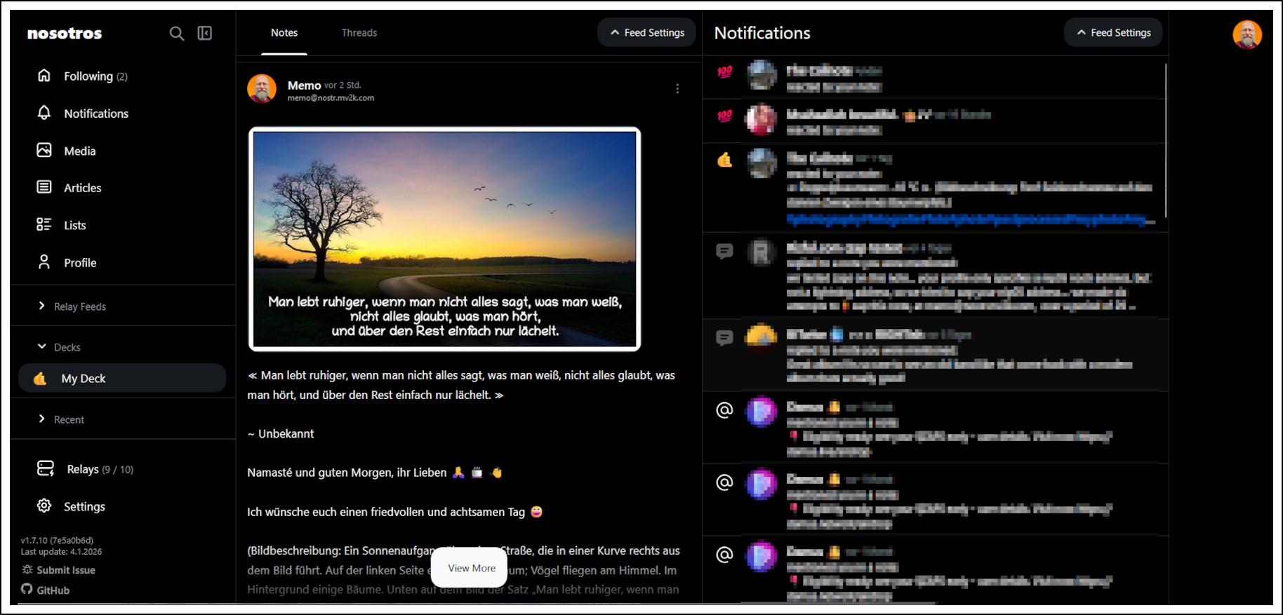 Bildbeschreibung: 
Screenshot des Nosotros Web-Clients.