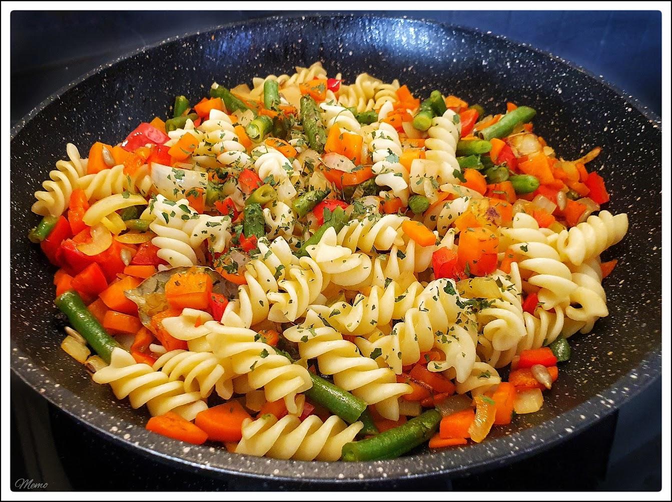 Bildbeschreibung: 
Das fast fertige Gericht noch in der Pfanne.